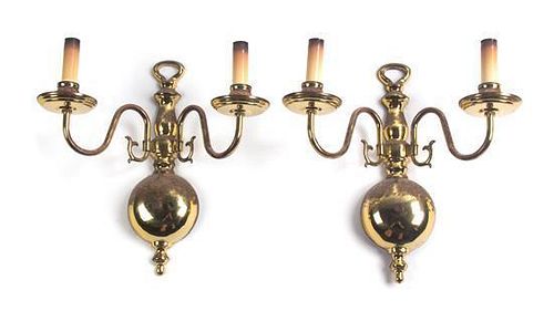 A Collection of Six Metal Wall Sconces Height overall of largest 14 inches.