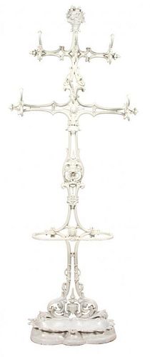 A Victorian Painted Wrought Iron Coat Stand Height 75 x width 30 inches.