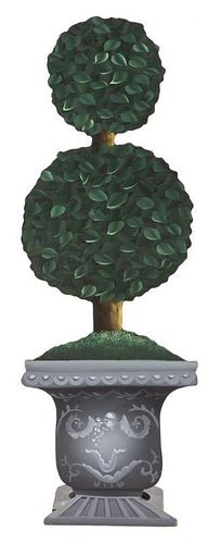 A Painted Wood Topiary-Form Umbrella Stand Height 35 1/2 inches.