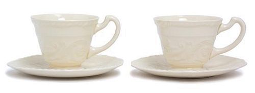 A Collection of Steubenville Porcelain Demitasse Cups and Saucers Height 2 1/4 inches.