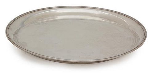 An American Silver Platter with Beaded Border, ,
