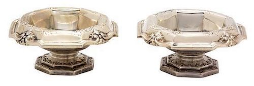 A Pair of American Silver Footed Open Salts, Gorham, Providence, RI, 19th Century,