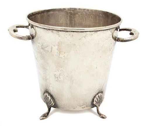 A Mexican Silver Two-Handled Footed Ice Bucket, ,