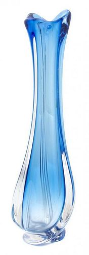 A Val Saint Lambert Colored Glass Vase Height 16 1/8 inches.