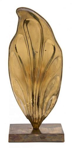 A Brass Leaf-Form Table Lamp Height 13 1/2 inches.