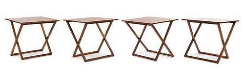 Aksel Kjersgaard, DENMARK, 1960s, a set of four collapsible side tables, fitted into a similar storage cube
