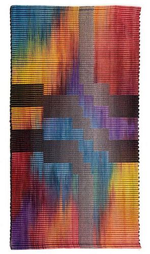 A Modern Hand-Loomed Wool Tapestry Height 79 x width 47 inches