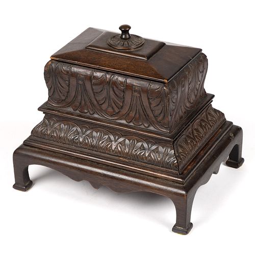 AMERICAN CARVED TIERED BOX WITH SPRING DRAWER