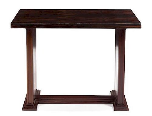 An Art Deco Rosewood Console Table Height 29 x width 39 1/2 x depth 21 1/2 inches