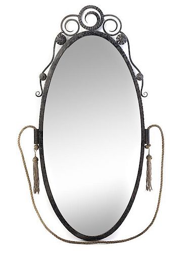 A French Art Deco Iron Mirror Height 30 3/4 x width 15 1/4 inches
