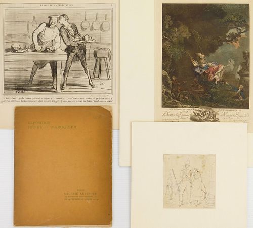 3 Works on paper and a catalog on Henry de Waroquier
