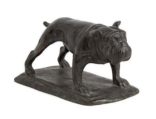 Tiffany Studios, a bronze standing bulldog paperweight (890)