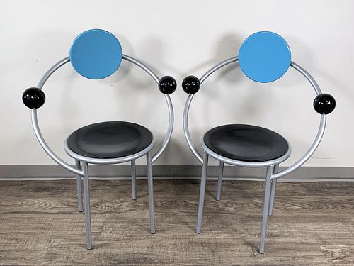 PAIR CLASSIC MEMPHIS MILANO CHAIRS BY  LUCCHI