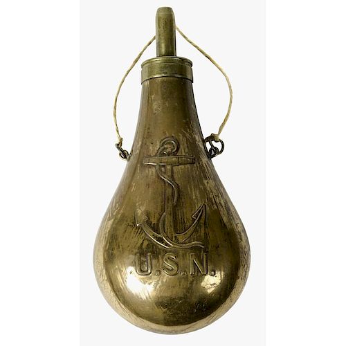 US Navy Powder Flask marked Adams and Dated 1846