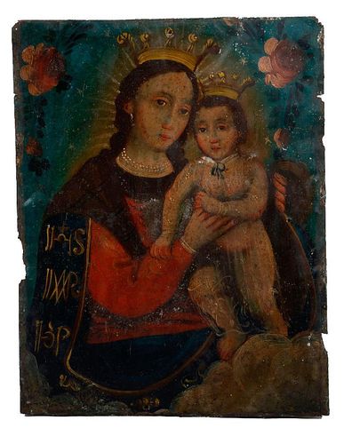 A Mexican Retablo of Our Lady of Refuge.