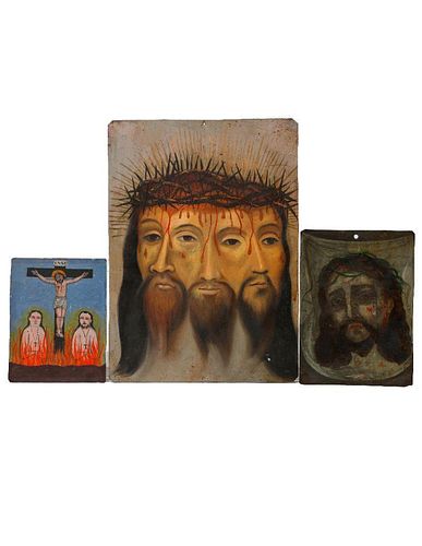 Three Mexican Retablos of Jesus.