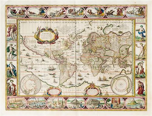 BLAEU, WILLEM Nova Totius Terrarum Orbis Geographica ac Hydrographica ..... Amsterdam, [ca. 1640]. Fourth state. German text 