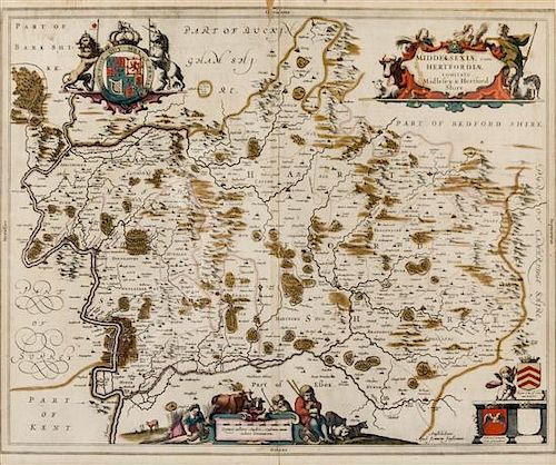 * JANSSON (JOANNES) Middelsexiae cum Hertfordiae Comitatu Midlsex & Hertfordshire. Amsterdam, ca 1648.