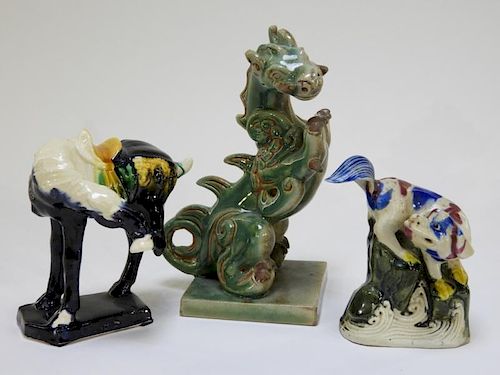 19C - 20C Chinese Porcelain Sancai Mythical Beasts