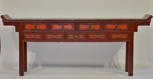 Chinese Red Lacquer Compartmented Altar Table