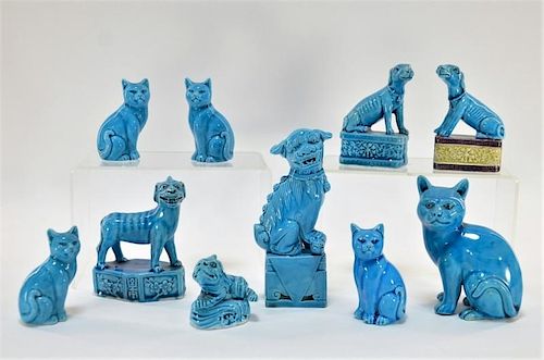 10 Chinese Porcelain Turquoise Glaze Animal Figure