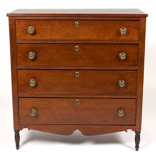 AMERICAN LATE FEDERAL CHERRY CHEST OF DRAWERS