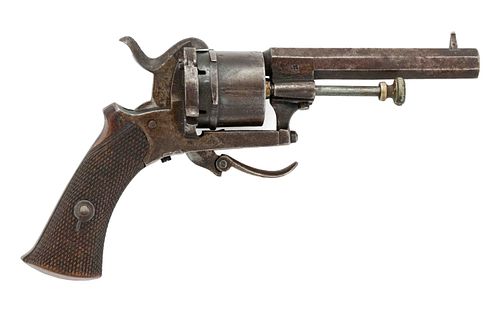 ANTIQUE ENGLISH LEFAUCHEUX-TYPE PINFIRE REVOLVER WITH VIRGINIA CIVIL WAR HISTORY