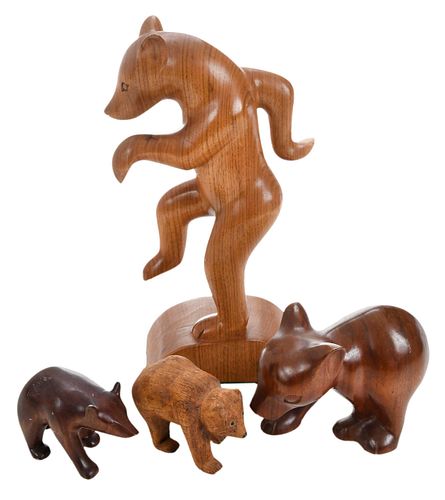 Signed Cherokee Carved Bears 