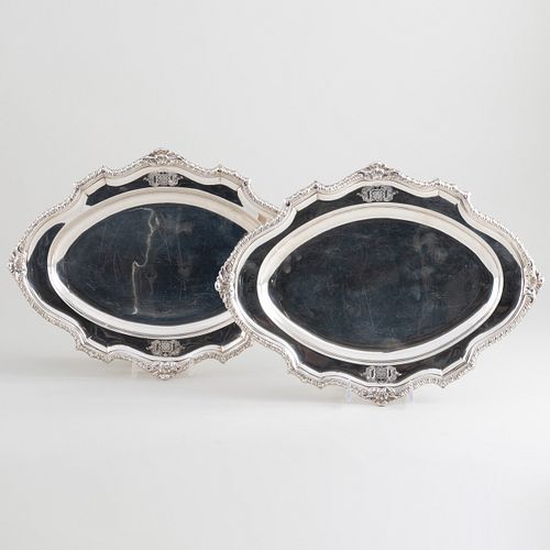 Pair of George III Silver Oval Meat Platters