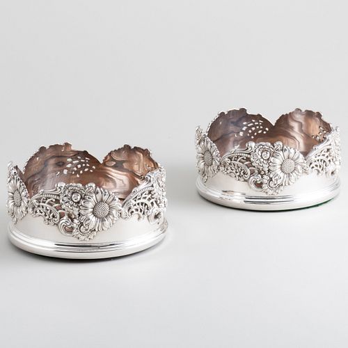 Pair of Dominick & Haff Silver Wine Coasters