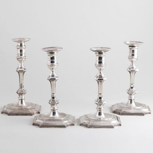 Set of Four George V Crichton Brothers Silver Candlesticks