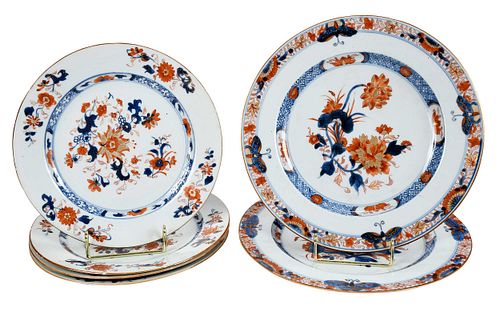 Six Chinese Export Porcelain Plates in the Imari Palette
