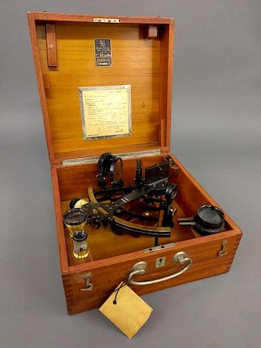 Mahogany cased sextant