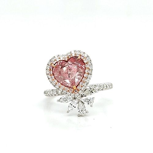 Heart-Cut Pinkish Diamond Ring, Certified by GIA
