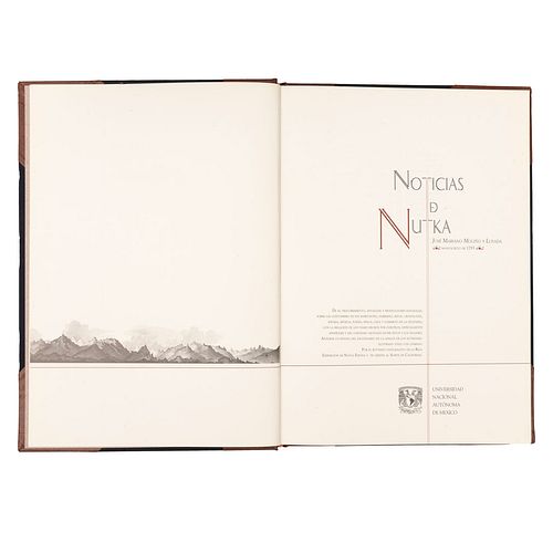 Mociño y Losada, José Mariano. Noticias de Nutka, Manuscrito de 1793. México, 1998. 1era edición. Edición de 1,000 ejemplares. Pzs: 2.