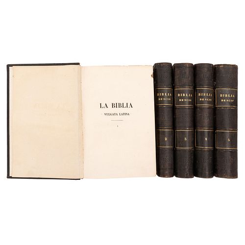 Scio de San Miguel, Felipe. La Biblia Vulgata Latina. París: Librería de Rosa y Bouret, 1861.  Pzs 5