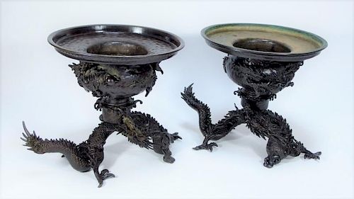 PR Japanese Edo/Meiji Period Dragon Censers