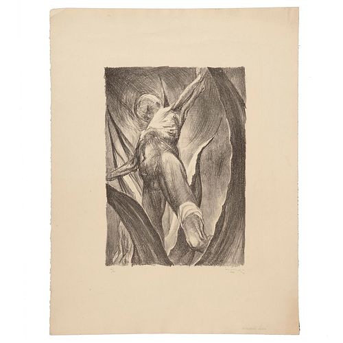 GUILLERMO MEZA, Hombre en maguey, Firmada y fechada 1952, Litografía 12 / 80, 36 x 25 cm imagen / 58 x 44 cm papel