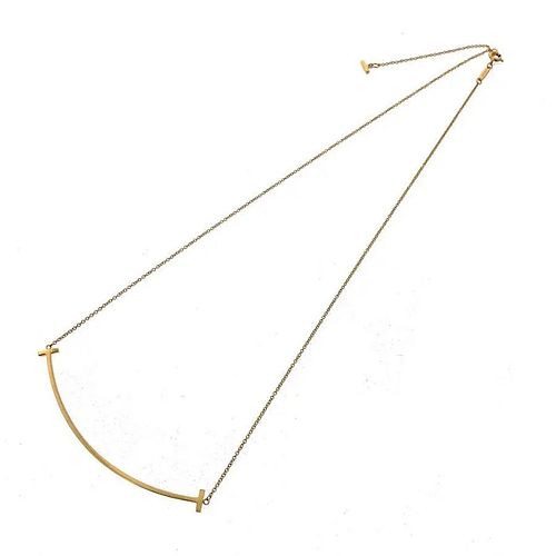 TIFFANY & CO. T SMILE 18K YELLOW GOLD NECKLACE