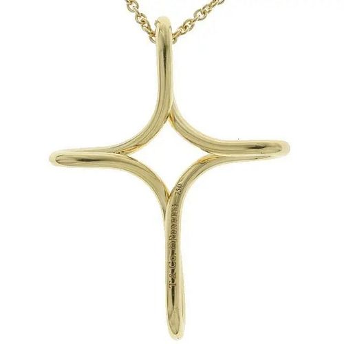 TIFFANY & CO. OPEN CROSS 18K YELLOW GOLD NECKLACE