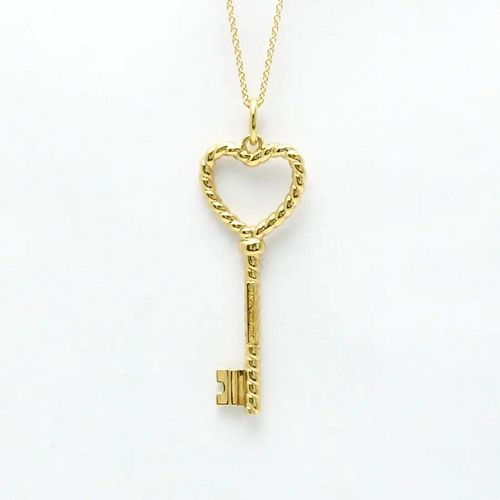 TIFFANY & CO. TWISTED HEART KEY 18K YELLOW GOLD NECKLACE