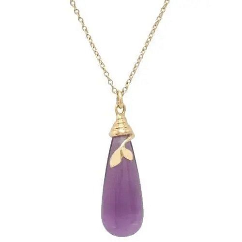TIFFANY & CO. OLIVE LEAF AMETHYST 18K YELLOW GOLD NECKLACE