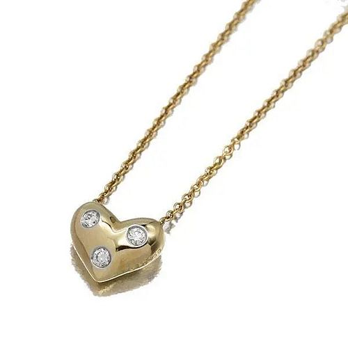 TIFFANY & CO. DOTS HEART 18K YELLOW GOLD & PLATINUM NECKLACE