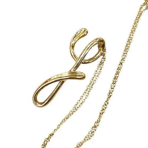 TIFFANY & CO. LETTER Y 18K YELLOW GOLD NECKLACE