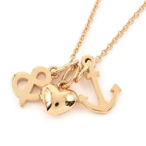 TIFFANY & CO. HEART ANCHOR 18K ROSE GOLD NECKLACE