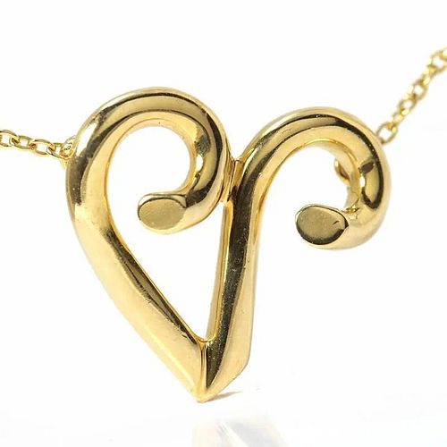 TIFFANY & CO. INITIAL V 18K YELLOW GOLD NECKLACE
