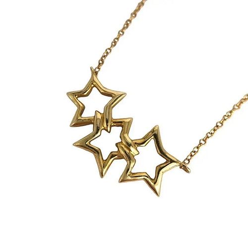 TIFFANY & CO. TRIPLE STAR 18K YELLOW GOLD NECKLACE