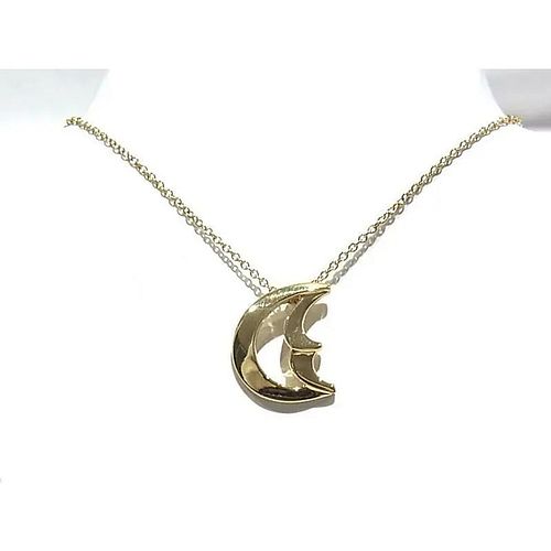 TIFFANY & CO. CRESCENT MOON 18K YELLOW GOLD NECKLACE