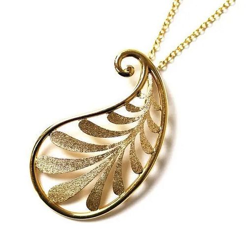 TIFFANY & CO. LEAF MOTIF PALOMA PICASSO 18K YELLOW GOLD NECKLACE
