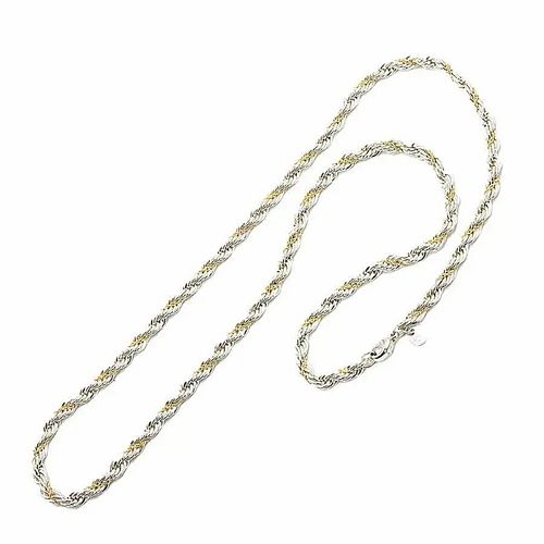 TIFFANY & CO. TWIST CHAIN 18K YELLOW GOLD & SILVER NECKLACE